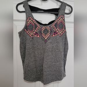 Grey with Pink pattern sleevless shirt